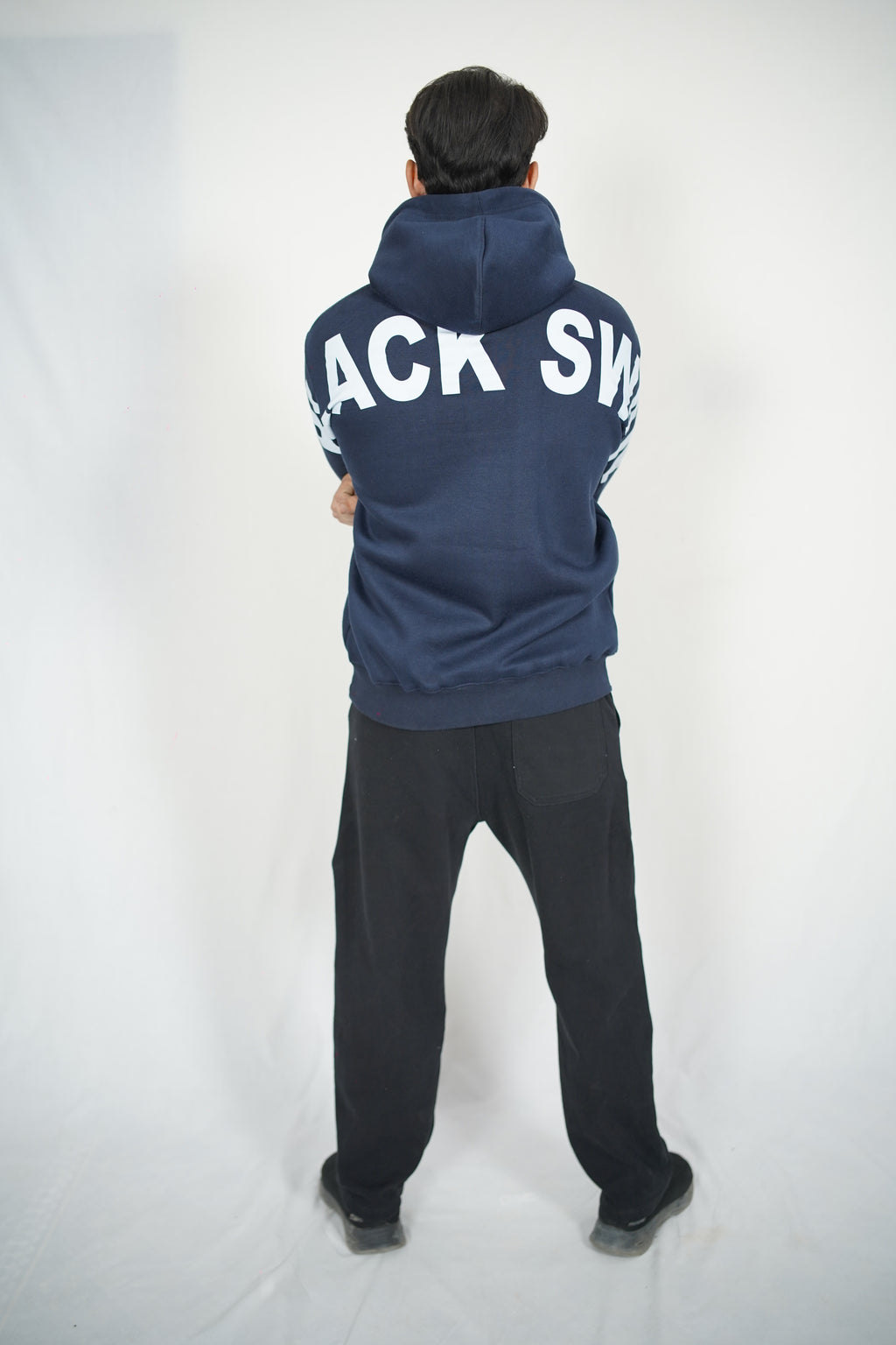 Black Swan Pattern Hoodie - Navy