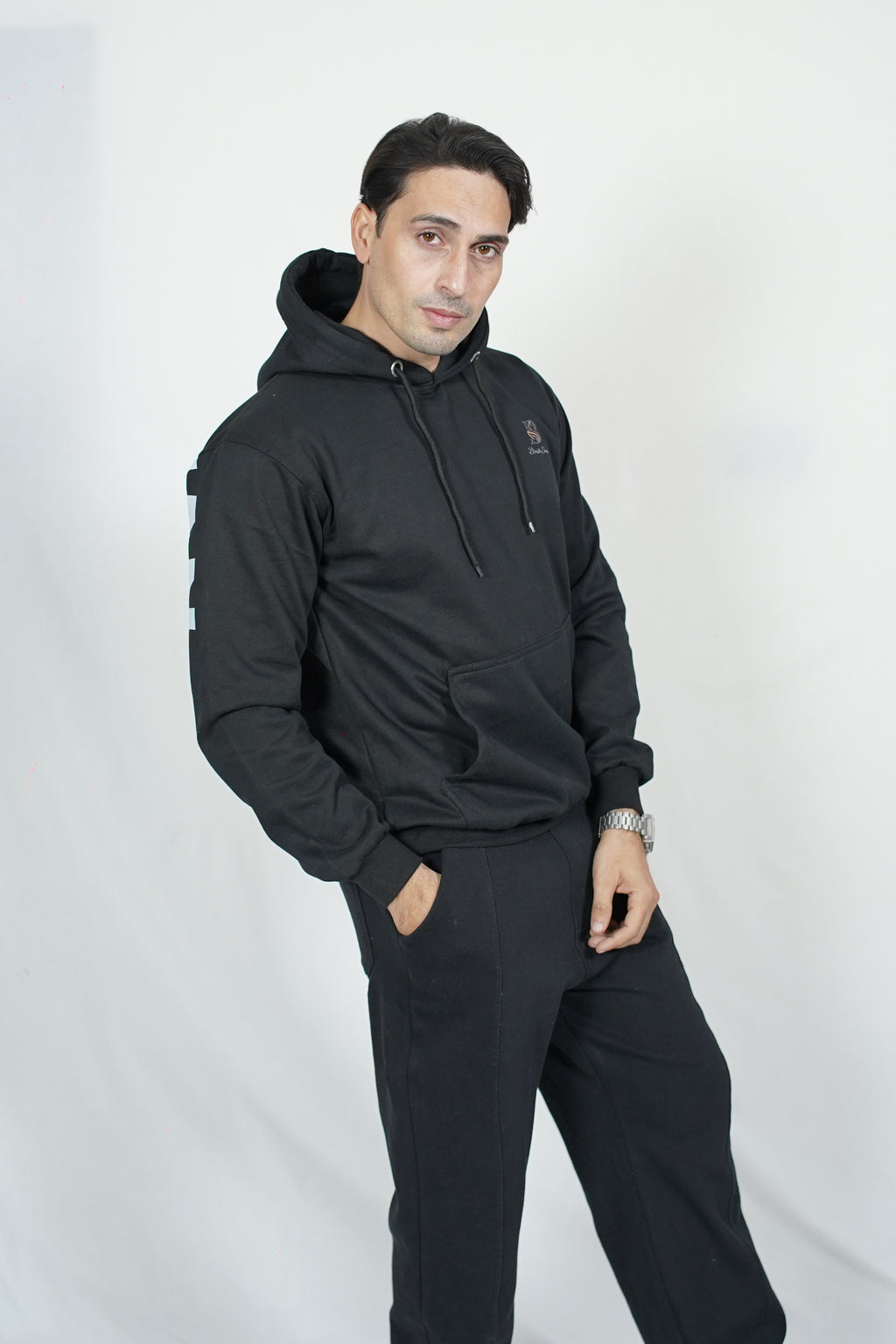 Black Swan Pattern Hoodie - Black