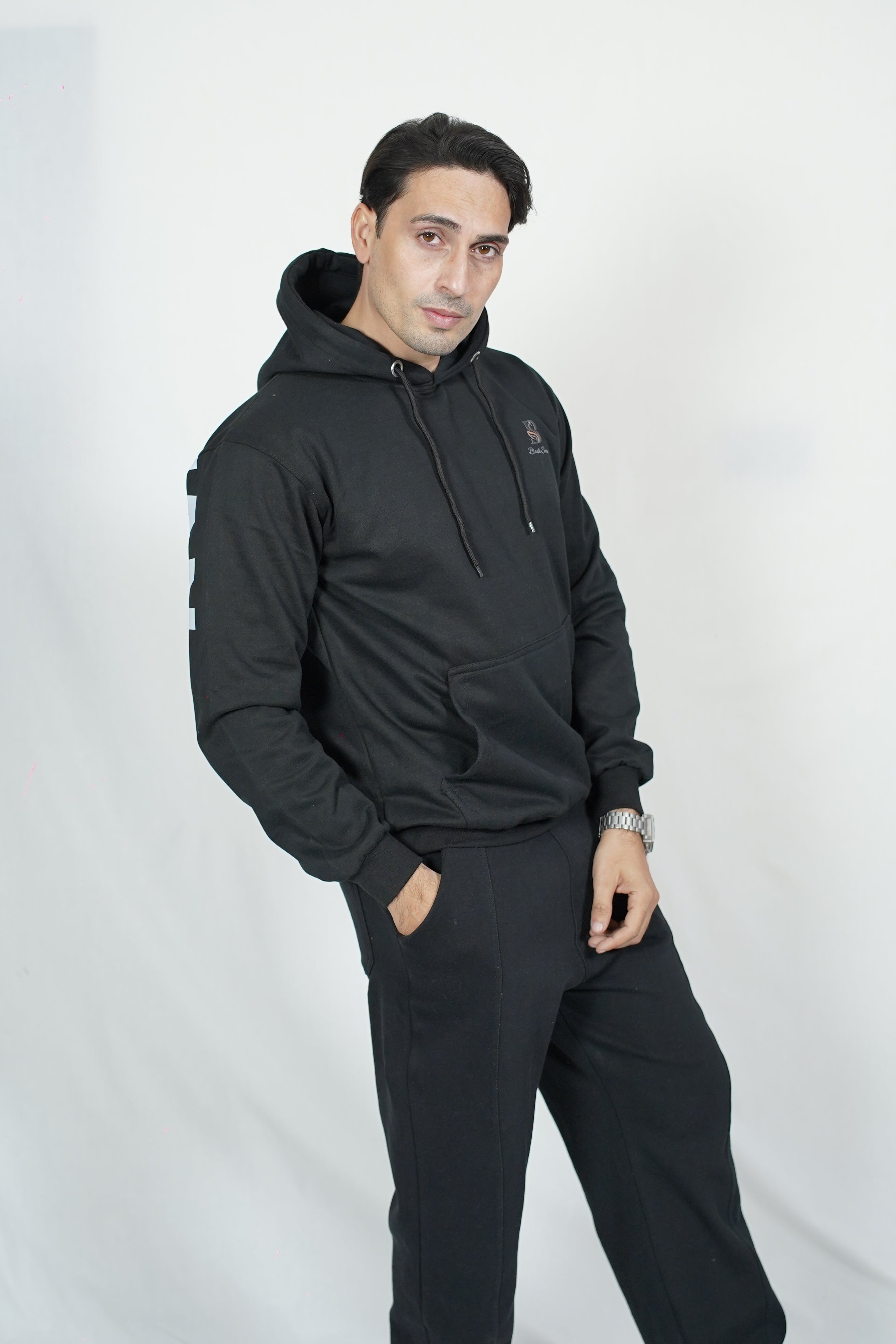 Black Swan Pattern Hoodie - Black