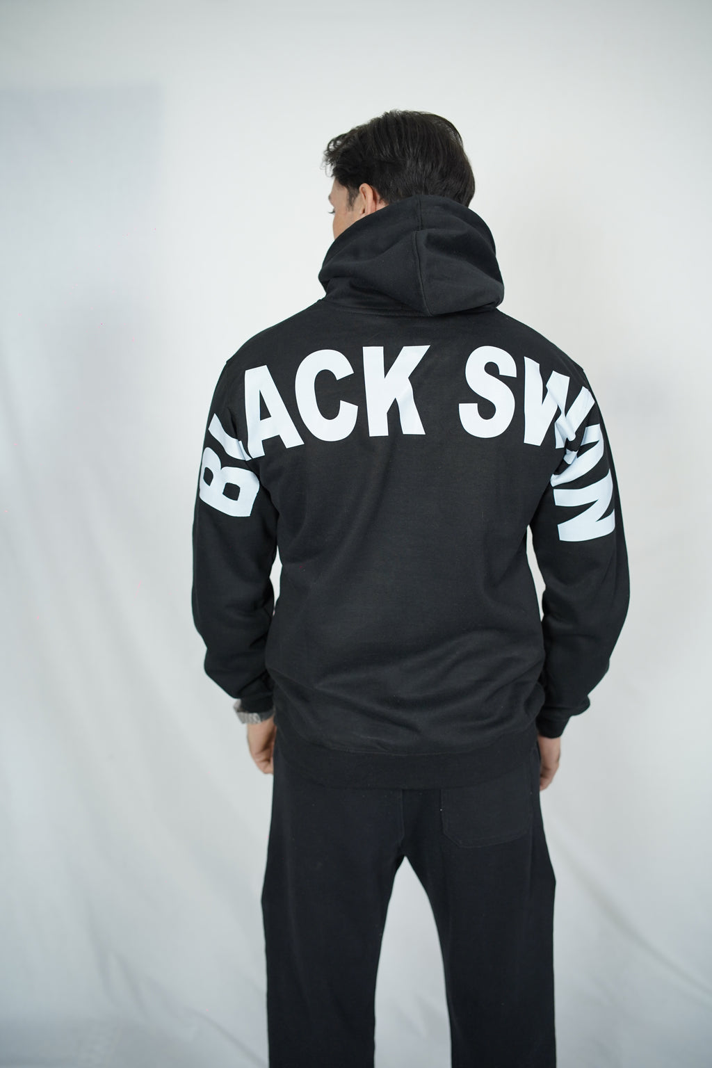 Black Swan Pattern Hoodie - Black