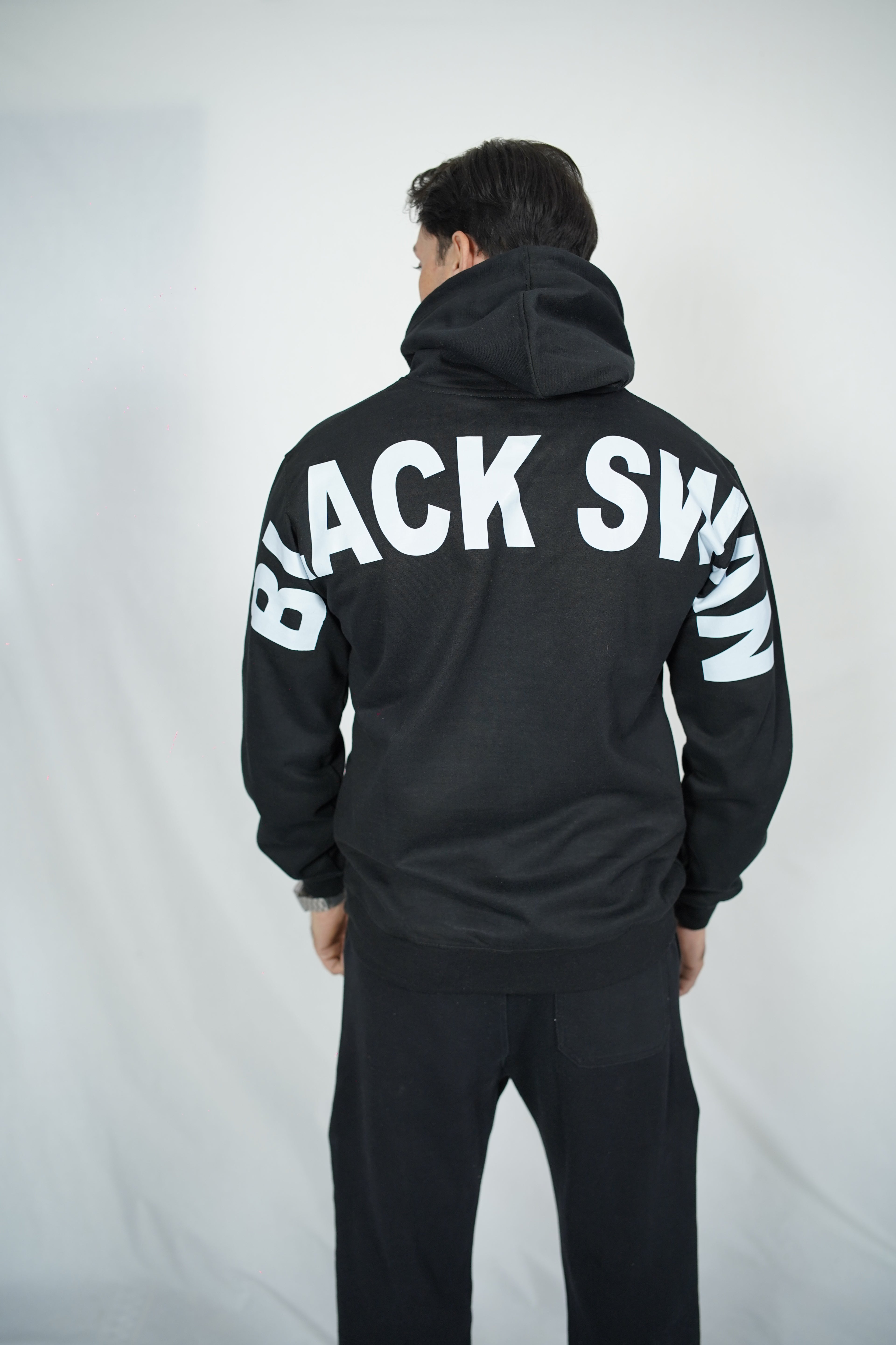 Black Swan Pattern Hoodie - Black