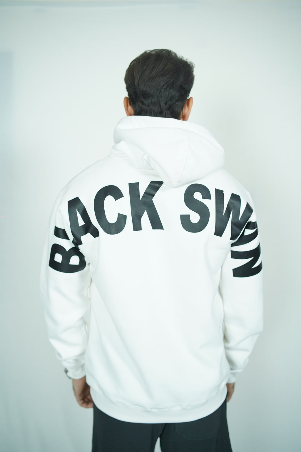 Black Swan Pattern Hoodie - White