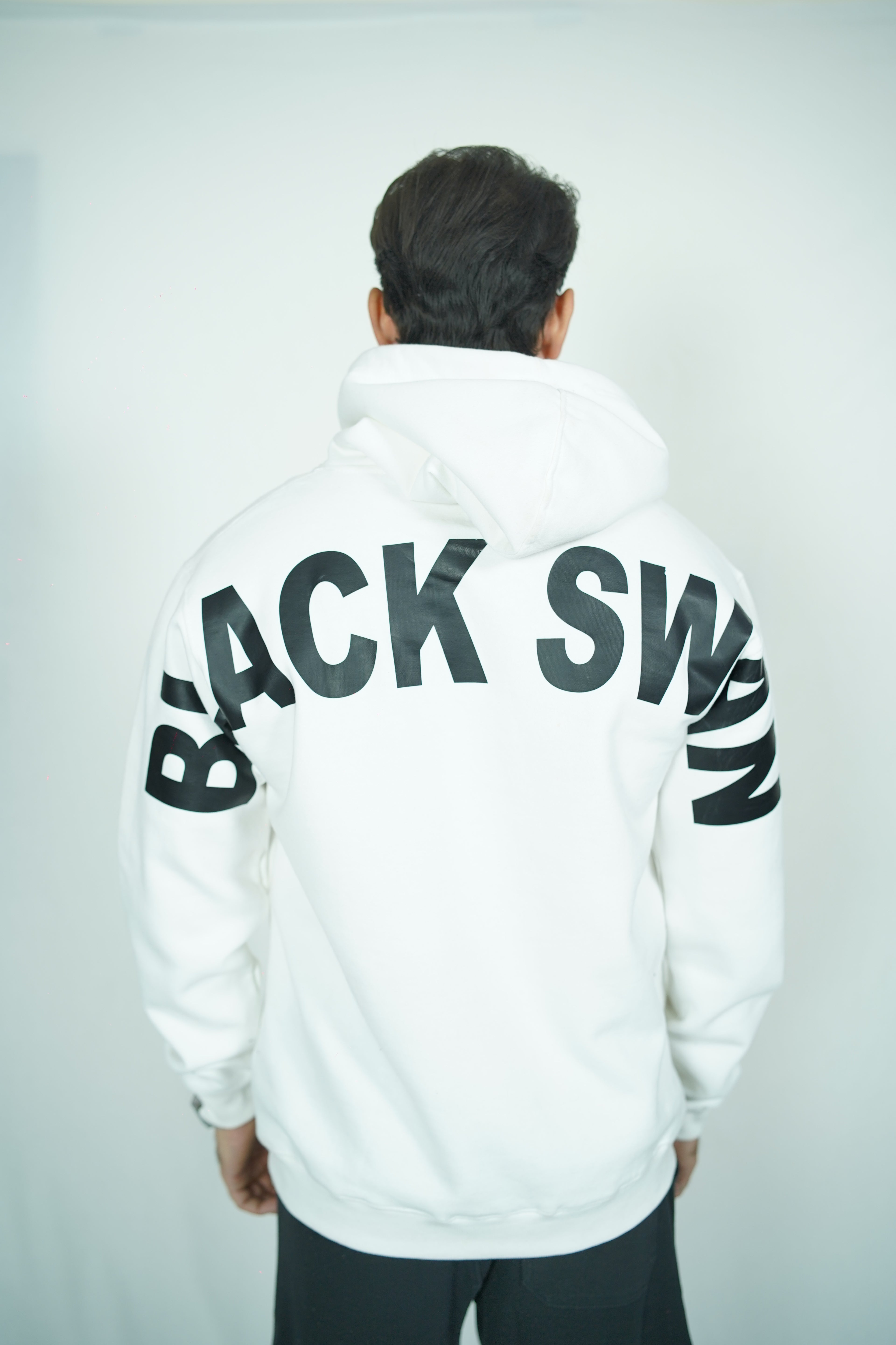Black Swan Pattern Hoodie - White